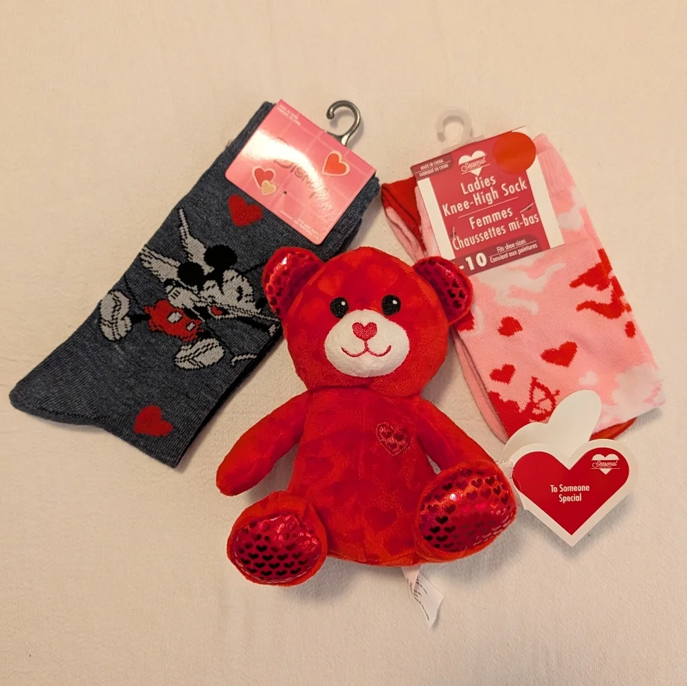 Disney Mickey Mouse Socks with Red Teddy Bear - Picture 2 of 6